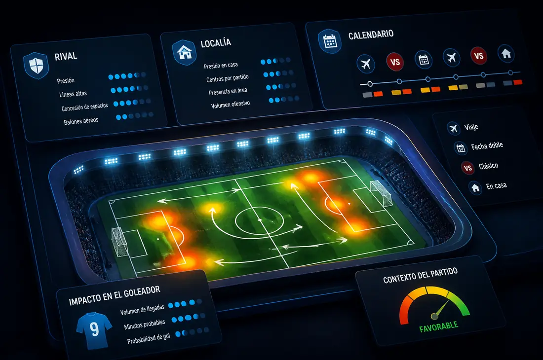 Impacto de rival, localía y calendario en goleador